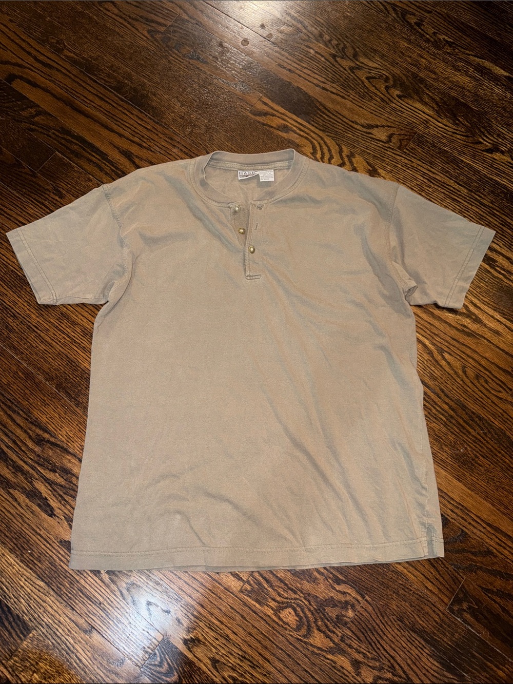 Basic Editions Men's Short Sleeve Henley Shirt Olive Green Size Large